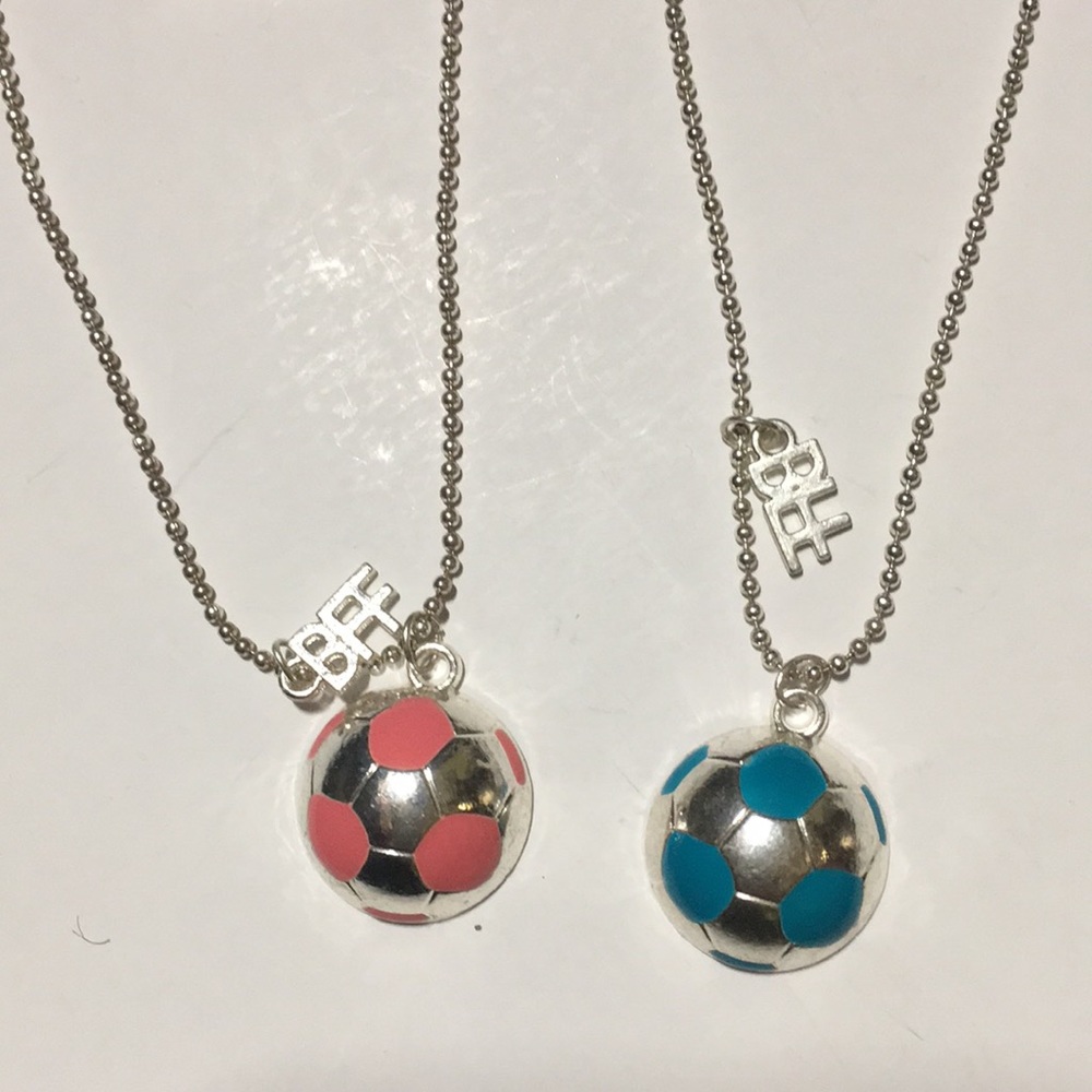 2 Best Friends Forever Soccer Ball Necklaces
